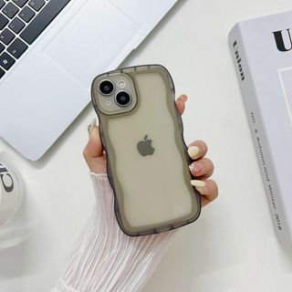 【カバー】iPhone 14 ケース 波型フレーム かわいい 可愛い 耐衝撃 指(その他)
