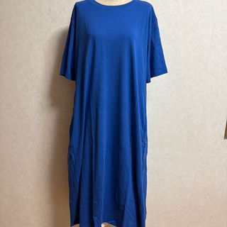 KN3071 ＊5L 大きいサイズ　ひんやりリッチコットンポケット付きワンピース(ロングワンピース/マキシワンピース)