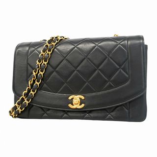 シャネル(CHANEL)の【5gd5247-h】シャネル ショルダーバッグ マトラッセ チェーンショルダー ダイアナ ラムスキン ブラック ゴールド金具【中古】レディース(ショルダーバッグ)