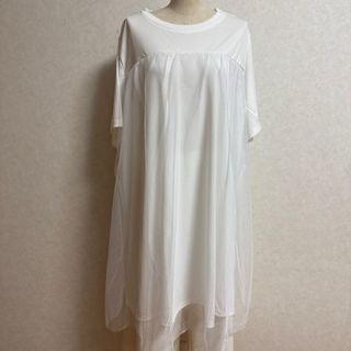 KN3080 ＊5L 大きいサイズ　ひんやりチュールレイヤードチュニック (チュニック)