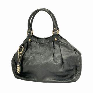 グッチ(GUCCI)の【5gd5005-h】グッチ ハンドバッグ グッチシマ 211944 レザー ブラック シャンパンゴールド金具【中古】レディース(ハンドバッグ)
