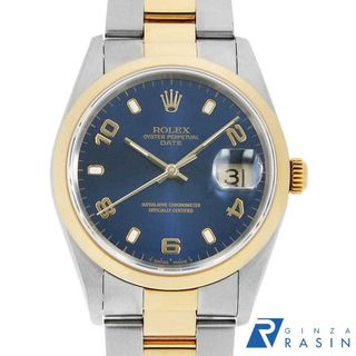 ロレックス(ROLEX)のロレックス オイスターパーペチュアルデイト 15203 ブルー 飛びアラビア A番 メンズ 中古 腕時計(腕時計(アナログ))