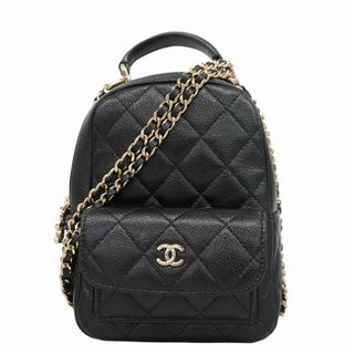 CHANEL - 【5gd4878-h】シャネル リュック・デイパック マトラッセ チェーン キャビアスキン ブラック シャンパンゴールド金具【中古】レディース