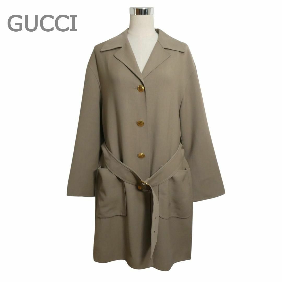 GUCCI チェスターコート キャメル グッチ ロング GUCCI - GUCCI グッチ ダブルG 金ボタン ウエストベルト ロング