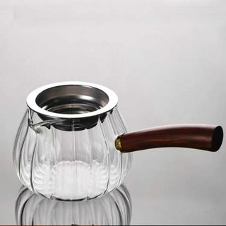 13o℃耐熱ガラス 400ml フィルター付き ピッチャー 木製ハンドル付き 耐(グラス/カップ)