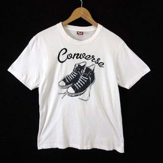 コンバース(CONVERSE)のコンバース Tシャツ スニーカー イラスト ロゴ 刺繍 コットン 半袖 M 白(Tシャツ/カットソー(半袖/袖なし))