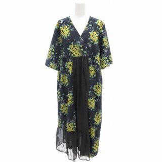 スカラー(ScoLar)のスカラー ScoLar ワンピース ロング 半袖 カシュクール 花柄 M(ロングワンピース/マキシワンピース)