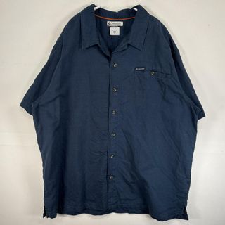 コロンビア(Columbia)の古着 コロンビア Columbia 半袖シャツ 大きいサイズ ラミー ワンポイント ロゴ XXL  ネイビー 無地 メンズ(シャツ)