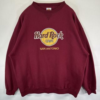 古着 90's/90年代 ハードロックカフェ Hard Rock Cafe スウェット トレーナー 大きいサイズ ビッグロゴ サンアントニオ SAN ANTONIO バーガンディ メンズ(スウェット)