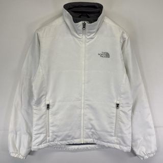 ザノースフェイス(THE NORTH FACE)の古着 ザ・ノースフェイス THE NORTH FACE ナイロンジャケット 中綿 総柄 ワンポイントロゴ フルジップ M  ホワイト レディース(その他)
