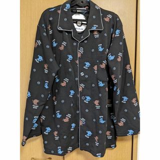 ポケモン - ウパー 裏起毛 パイピング パジャマ 上着のみ 総柄 黒系 サイズＬ ポケモン