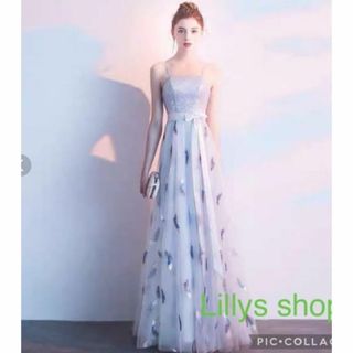 ★送料無料★7号(S)☆ラメ入り花柄刺繍ロングドレス(OPN2634)(ロングドレス)
