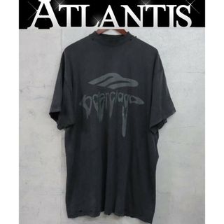 BALENCIAGA 銀座店 バレンシアガ リキファイドロゴ ヴィンテージ加工 Tシャツ 半袖 メンズ size:2 黒 99766