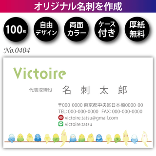 名刺作成 名刺印刷 100枚 両面 フルカラー 紙ケース付 No.0404
