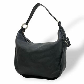 フルラ(FURLA)の極美品 FURLA フルラ ワンショルダーバッグ レザー シボ革 ブラック 黒(ショルダーバッグ)