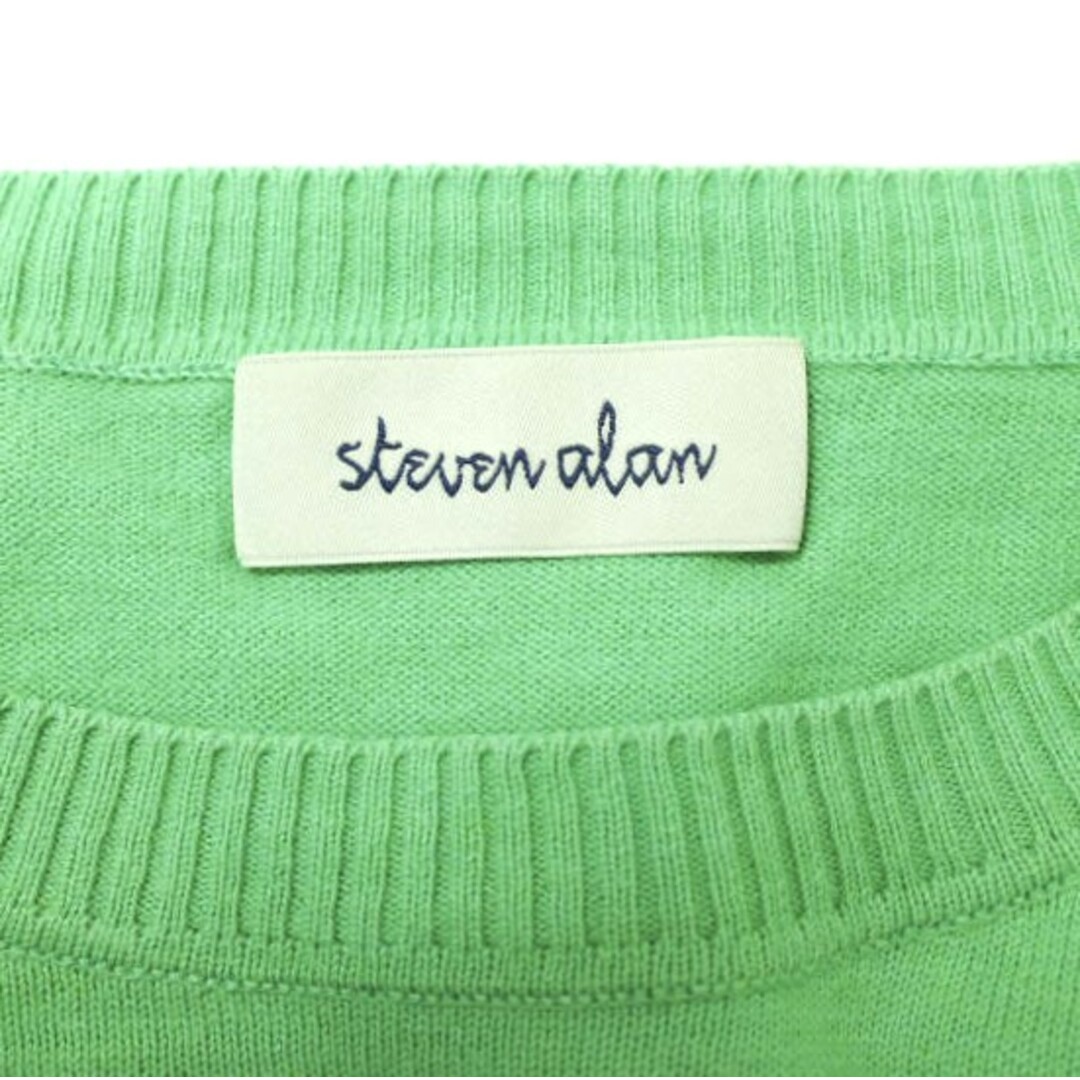 美品 Steven Alan コットンシルク 5分袖 ハイゲージニット ネイビー steven alan - Steven Alan スティーブンアラン コットン