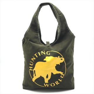 ハンティングワールド(HUNTING WORLD)の良品 HUNTING WORLD ハンティングワールド トート バッグ エコバッグ リバーシブル カーキ ベロア ナイロン ユニセックス k5992(トートバッグ)