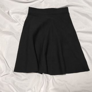 エーライン　ペチ付き　膝スカート　BLACK(ひざ丈スカート)