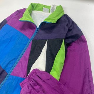【美品】マルチカラー ナイロンジャケット レディースXL(ナイロンジャケット)