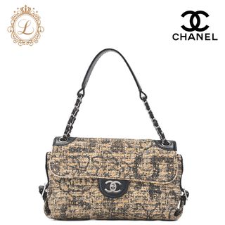 シャネル(CHANEL)のCHANEL シャネル 　ワンショルダーバッグ   ターンロック　ツイード柄　キャンバス　 バイカラー　シルバー金具　レディースバッグ　ブランド【中古】【送料無料】(ショルダーバッグ)
