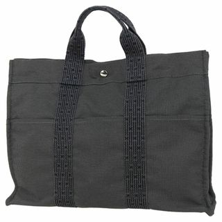 エルメス(HERMES)のエルメス トートバッグ ハンドバッグ エールライントート MM キャンバス グレー シルバー金具 美品 h-f766(トートバッグ)
