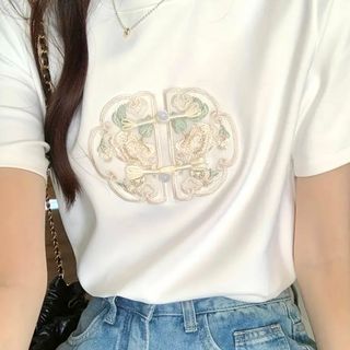 和風ワッペン　レースアップリケ　チャイナ刺繍　和風モチーフ　中華モチーフ　G大2