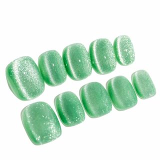 【サイズ:XS_色:若緑・ショートラウンド】Sun&Beam Nails 手作り