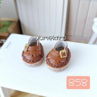 ドールシューズ No.858 フリンジ 茶 靴リカちゃんブライス アイシードール(その他)