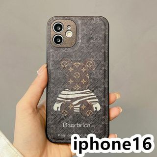iphone16ケース カーバー TPU 熊 耐衝撃ブラウン (その他)
