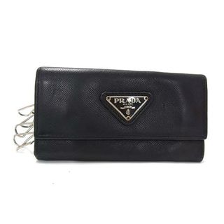 PRADA プラダ サフィアーノレザー 5連 キーケース 鍵入れ メンズ レディース ブラック系 DJ0755