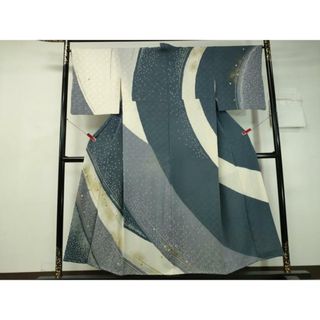 平和屋着物●十日町 名門青柳高級ブランド　大喜百花　訪問着　絞り　竹屋町刺繍　箔散らし　金彩　正絹　逸品　CAAV4742vp(着物)