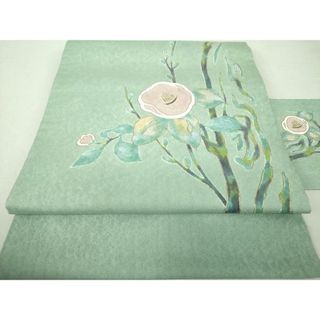 平和屋着物●九寸名古屋帯　作家物　草花文　金彩　正絹　逸品　DAAU5849ps(帯)
