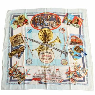 エルメス(HERMES)のHERMES エルメス カレ 90 スカーフ ニューオリンズ シルク100％ ブルー系(バンダナ/スカーフ)