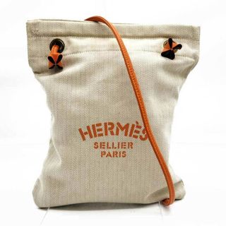 エルメス(HERMES)のエルメス アリーヌPM ベージュ×オレンジ コットンキャンバス×レザー ショルダー バッグ BCランク 中古(ショルダーバッグ)