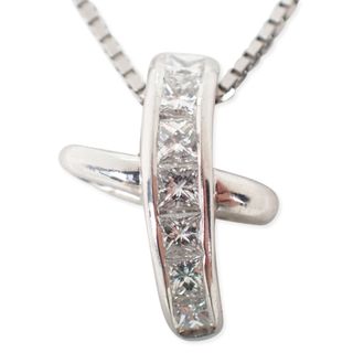 Pt900/850 ダイヤモンド プリンセスカット ペンダント/j16-26(ネックレス)