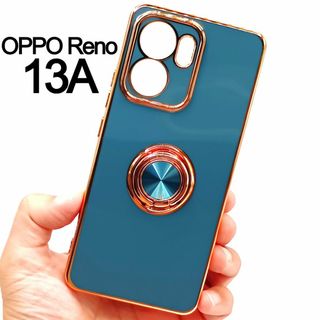 OPPO Reno13A　スマホケース　リング付き　グレー(Androidケース)
