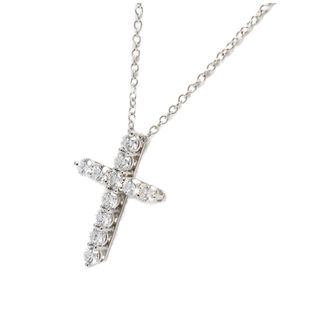 ティファニー(Tiffany & Co.)のティファニー/TIFFANY　スモール クロス ネックレス　Pt950　ダイヤモンド　40.6cm【中古】　A-158737(ネックレス)