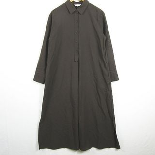 プラステ(PLST)のプラステ PLST シャツ ワンピース ロング丈 長袖 Aライン ストレッチ(ロングワンピース/マキシワンピース)