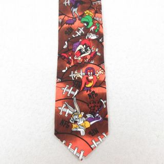 中古 ネクタイ 90年代 90s ルーニーテューンズ LOONEY TUNES バッグスバニー ヨセミテサム NFL 黒 ブラック アメフト スーパーボウル 25jul26(ネクタイ)