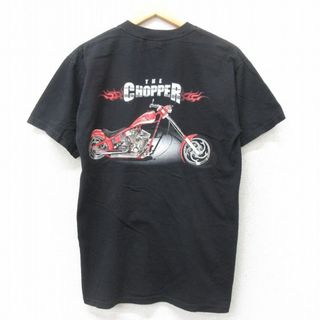 M★古着 半袖 ビンテージ Tシャツ メンズ 00年代 00s THE CHOPPER スナップオン バイク コットン クルーネック 黒 ブラック 25jul26 中古(Tシャツ/カットソー(半袖/袖なし))