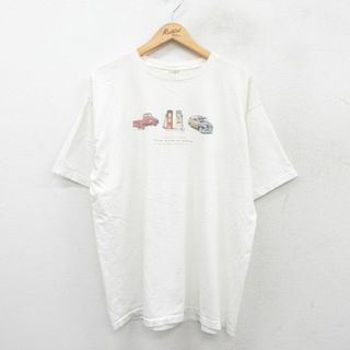 ギャップ(GAP)のXL★古着 ギャップ GAP 半袖 ビンテージ Tシャツ メンズ 90年代 90s ガソリンスタンド 大きいサイズ コットン クルーネック USA製 白 ホワイト 25jul26 中古(Tシャツ/カットソー(半袖/袖なし))