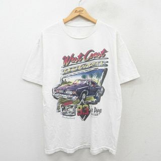 XL★古着 半袖 Tシャツ メンズ West Coast コットン クルーネック USA製 白 ホワイト 25jul26 中古(Tシャツ/カットソー(半袖/袖なし))