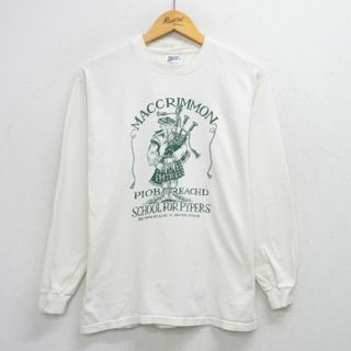 ヘインズ(Hanes)のM★古着 ヘインズ Hanes 長袖 ビンテージ Tシャツ メンズ 00年代 00s MACCRIMMON 白 ホワイト 25jul26 中古(Tシャツ/カットソー(半袖/袖なし))