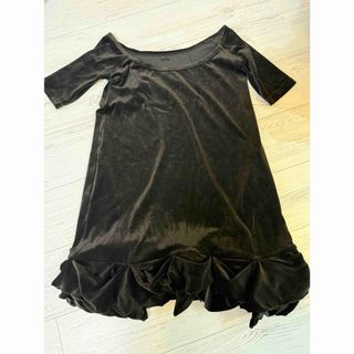 フォクシー(FOXEY)のフォクシー　ベロア五分袖エレガントワンピースsize40一度着ました(ひざ丈ワンピース)