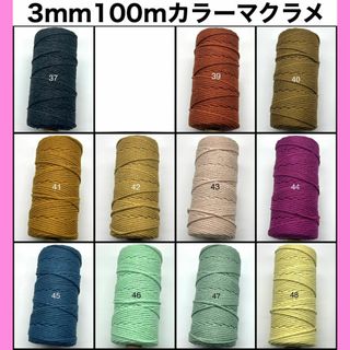 【2本目以降1本1000円】マクラメ ロープ 3mm カラー 糸 編み 紐 EE(生地/糸)