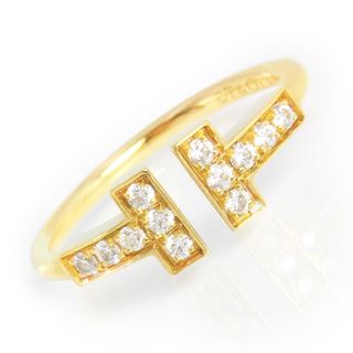 ティファニー(Tiffany & Co.)のティファニー T ワイヤー リング 指輪 #9号 K18YG 750 12Pダイヤモンド イエローゴールド 60147091 箱付 TIFFANY&Co.（美品）(リング(指輪))