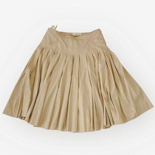 プラダ(PRADA)のプラダ) プリーツフレアスカート ベージュ XL42 ミモレ丈 ボックスプリーツ(ひざ丈スカート)
