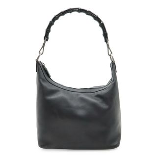グッチ(GUCCI)のGUCCI グッチ バンブー ショルダーバッグ ワンショルダー セミショルダー レザー ブラック 黒 バンブー シルバー金具 000-0531(ショルダーバッグ)