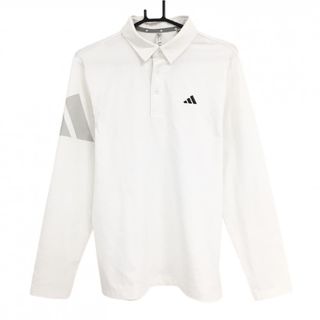 アディダス(adidas)のアディダス 長袖ポロシャツ 白 ロゴ黒 裏起毛 メンズ L ゴルフウェア 2023年モデル adidas(ウエア)