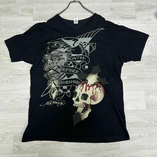 Ed Hardy - Ed Hardy Vネック 半袖 Tシャツ XL ブラック Y2K スカル